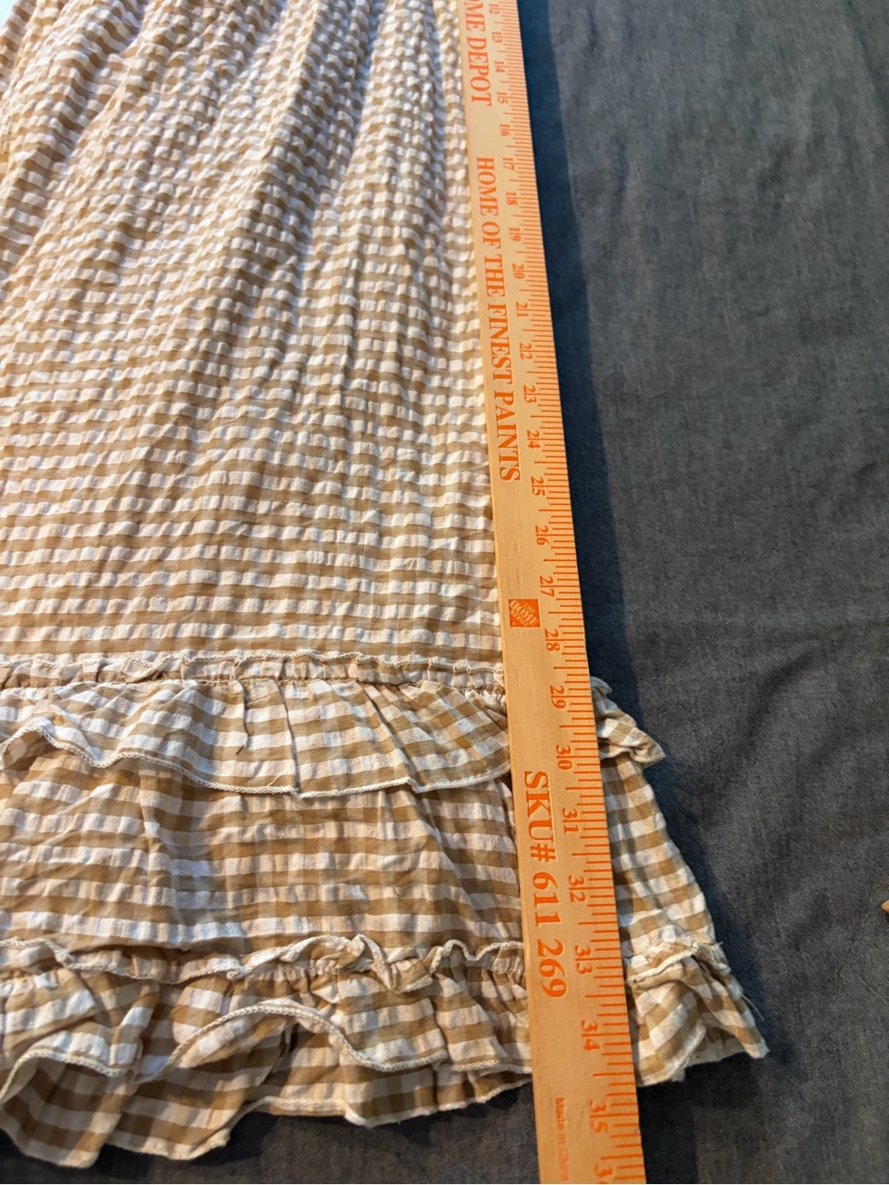 Sim & Sam Gingham Strapless Maxi Dress in Beige & White Checkered Size Xtra S - Picture 6 of 9